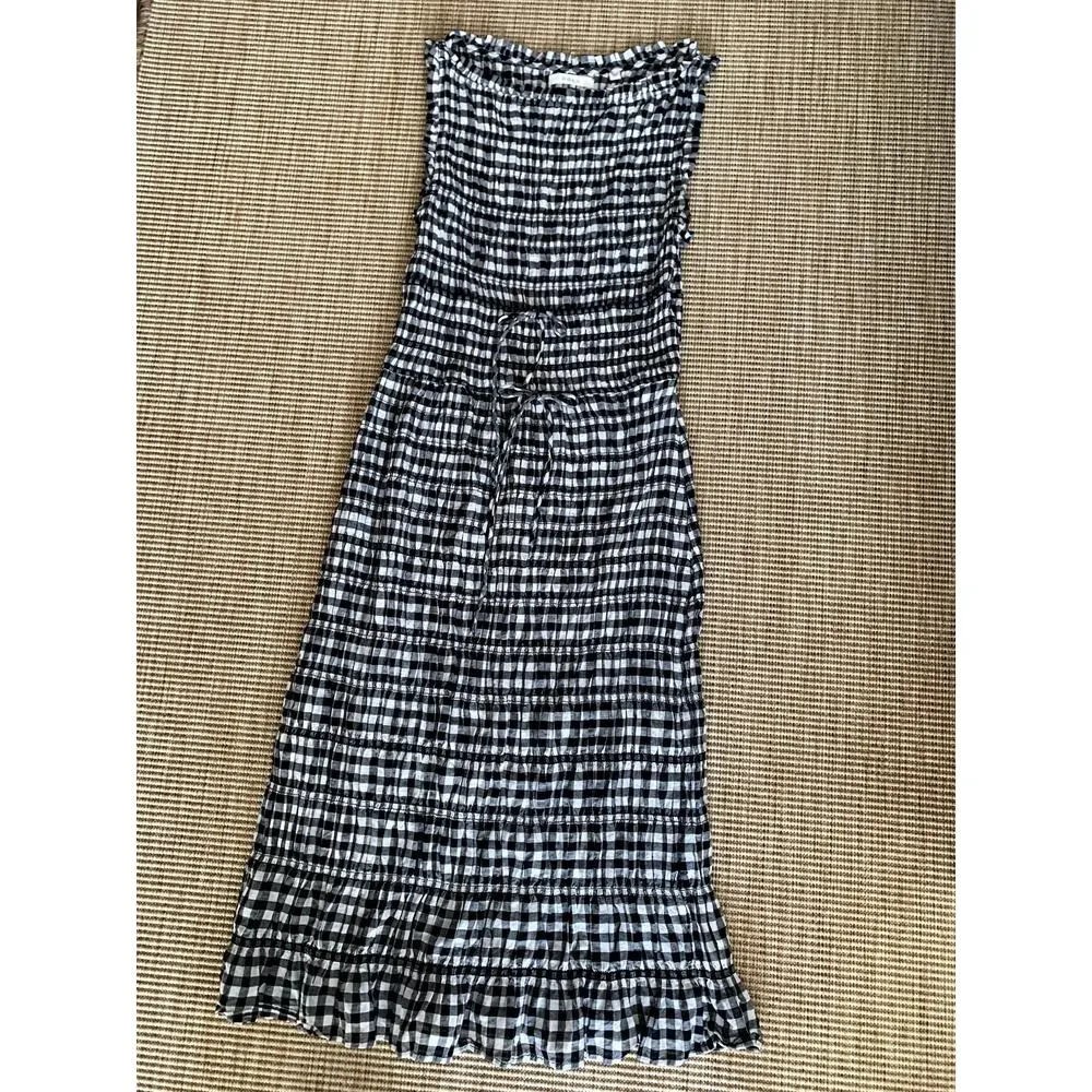 Doen Rosella Cotton Smocked Sleeveless Midi Dress Noir Greta Gingham Black - Picture 9 of 16